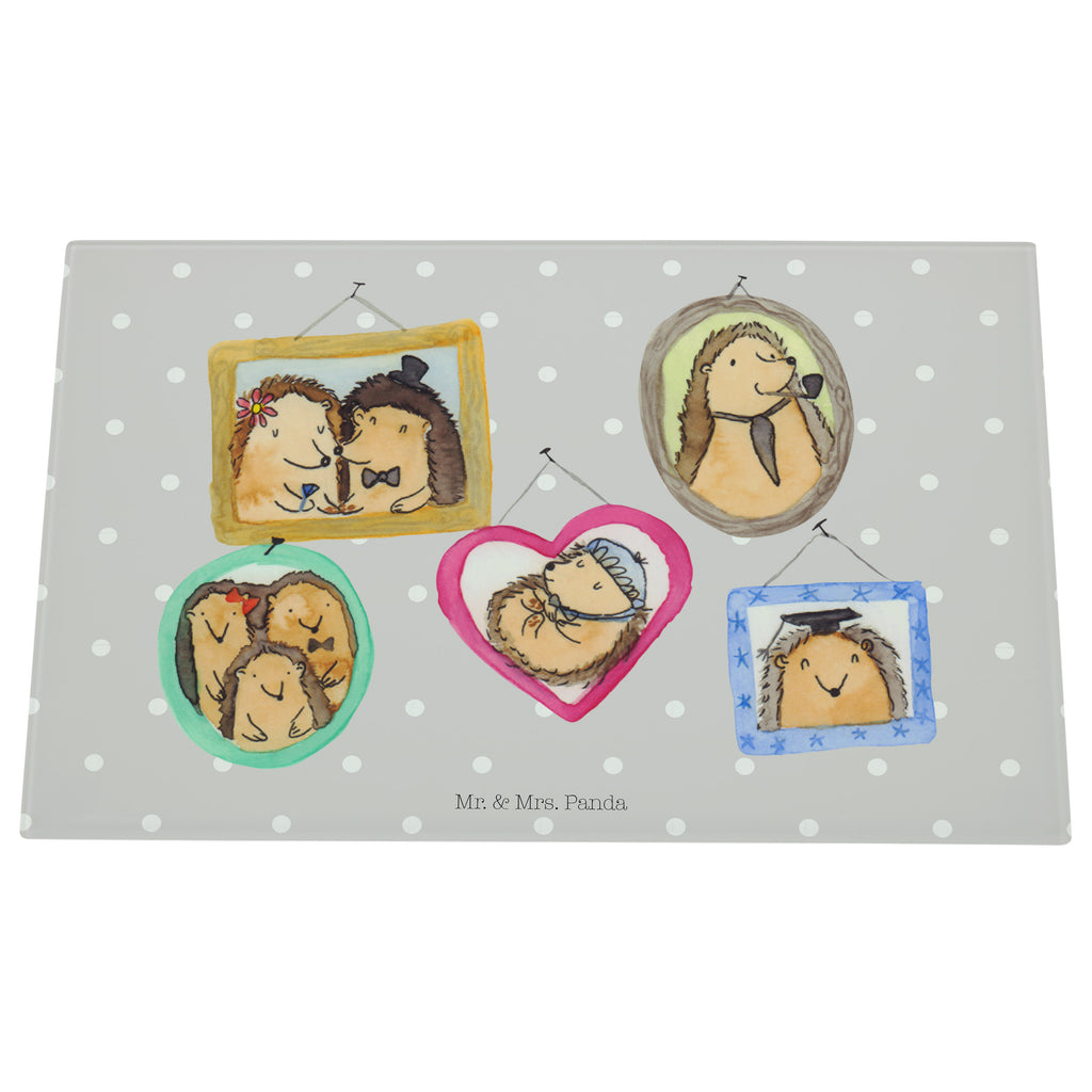 Medium Glas Schneidbrett Igel Familie Glasschneidebrett, Schneidebrett, Familie, Vatertag, Muttertag, Bruder, Schwester, Mama, Papa, Oma, Opa, Liebe, Igel, Bilder, Zusammenhalt, Glück
