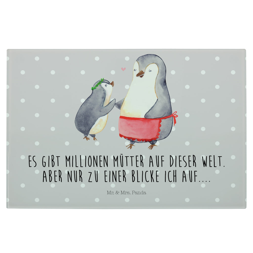 Medium Glas Schneidbrett Pinguin mit Kind Glasschneidebrett, Schneidebrett, Familie, Vatertag, Muttertag, Bruder, Schwester, Mama, Papa, Oma, Opa, Geschenk, Mami, Mutti, Mutter, Geburststag