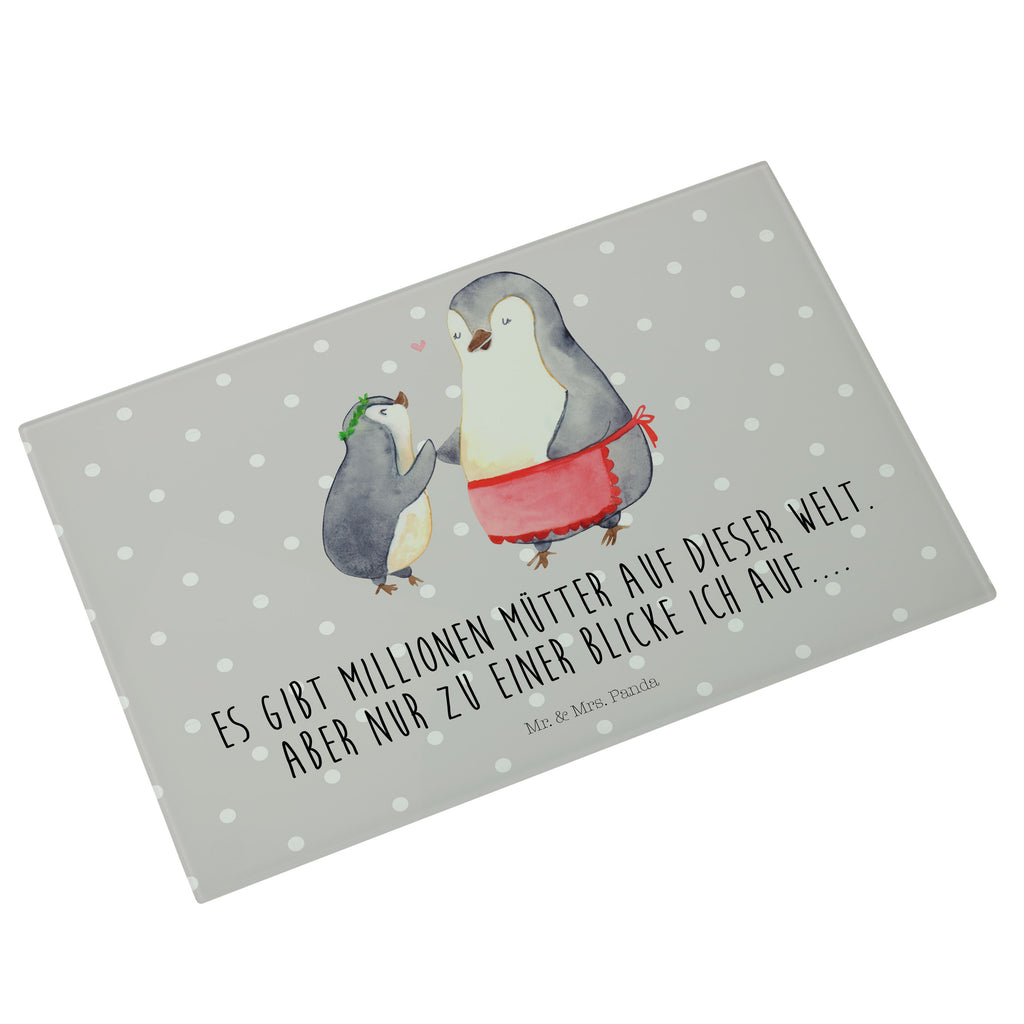 Medium Glas Schneidbrett Pinguin mit Kind Glasschneidebrett, Schneidebrett, Familie, Vatertag, Muttertag, Bruder, Schwester, Mama, Papa, Oma, Opa, Geschenk, Mami, Mutti, Mutter, Geburststag