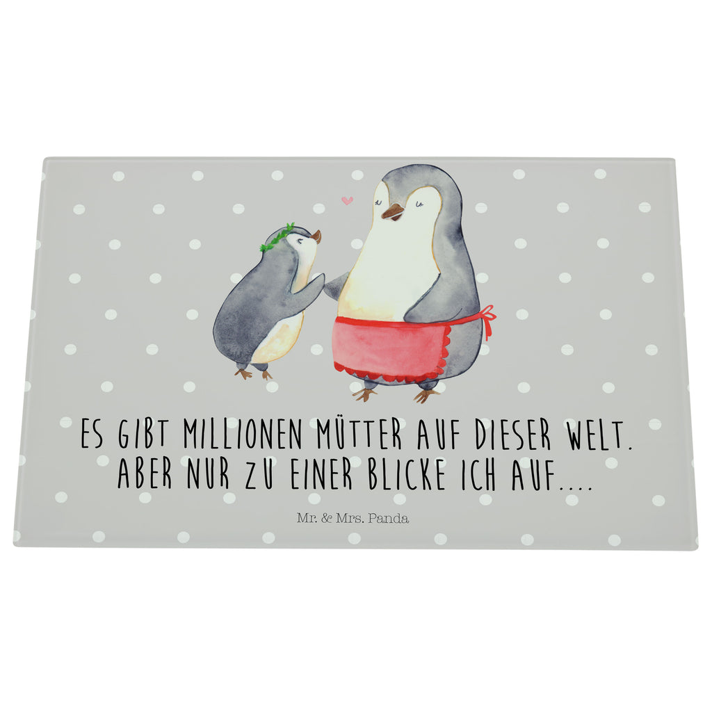 Medium Glas Schneidbrett Pinguin mit Kind Glasschneidebrett, Schneidebrett, Familie, Vatertag, Muttertag, Bruder, Schwester, Mama, Papa, Oma, Opa, Geschenk, Mami, Mutti, Mutter, Geburststag