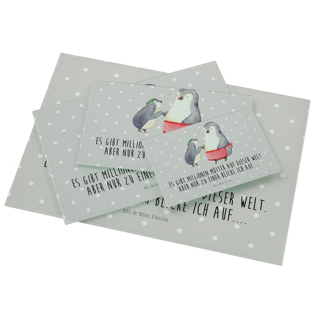Medium Glas Schneidbrett Pinguin mit Kind Glasschneidebrett, Schneidebrett, Familie, Vatertag, Muttertag, Bruder, Schwester, Mama, Papa, Oma, Opa, Geschenk, Mami, Mutti, Mutter, Geburststag