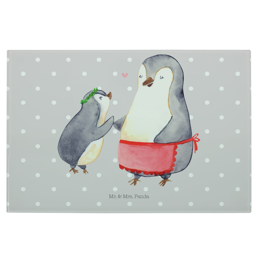 Medium Glas Schneidbrett Pinguin mit Kind Glasschneidebrett, Schneidebrett, Familie, Vatertag, Muttertag, Bruder, Schwester, Mama, Papa, Oma, Opa, Geschenk, Mami, Mutti, Mutter, Geburststag