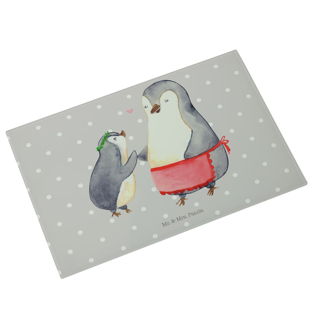 Medium Glas Schneidbrett Pinguin mit Kind Glasschneidebrett, Schneidebrett, Familie, Vatertag, Muttertag, Bruder, Schwester, Mama, Papa, Oma, Opa, Geschenk, Mami, Mutti, Mutter, Geburststag