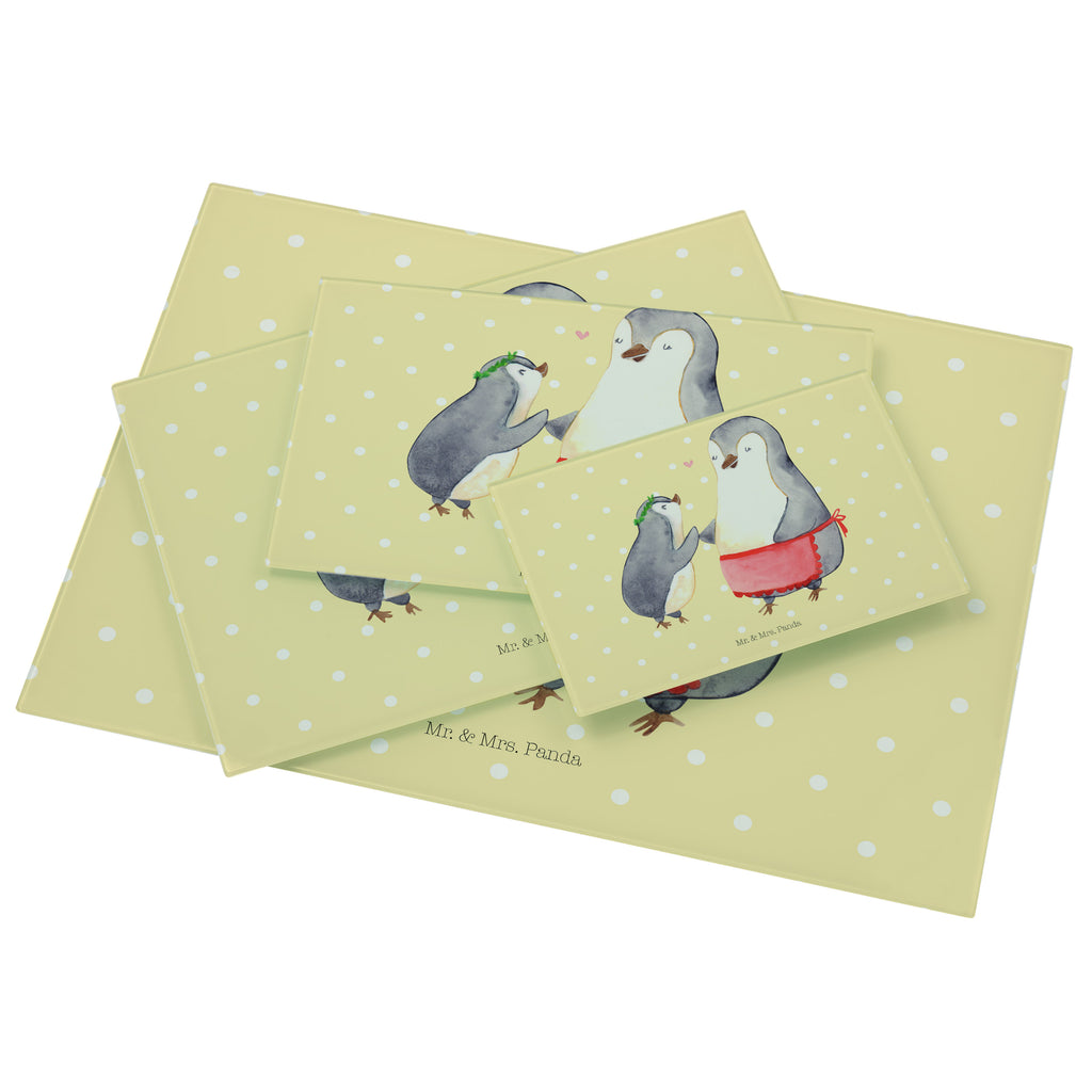Medium Glas Schneidbrett Pinguin mit Kind Glasschneidebrett, Schneidebrett, Familie, Vatertag, Muttertag, Bruder, Schwester, Mama, Papa, Oma, Opa, Geschenk, Mami, Mutti, Mutter, Geburststag