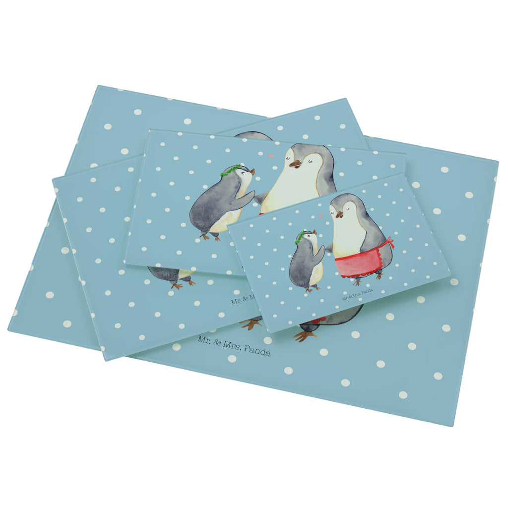 Medium Glas Schneidbrett Pinguin mit Kind Glasschneidebrett, Schneidebrett, Familie, Vatertag, Muttertag, Bruder, Schwester, Mama, Papa, Oma, Opa, Geschenk, Mami, Mutti, Mutter, Geburststag