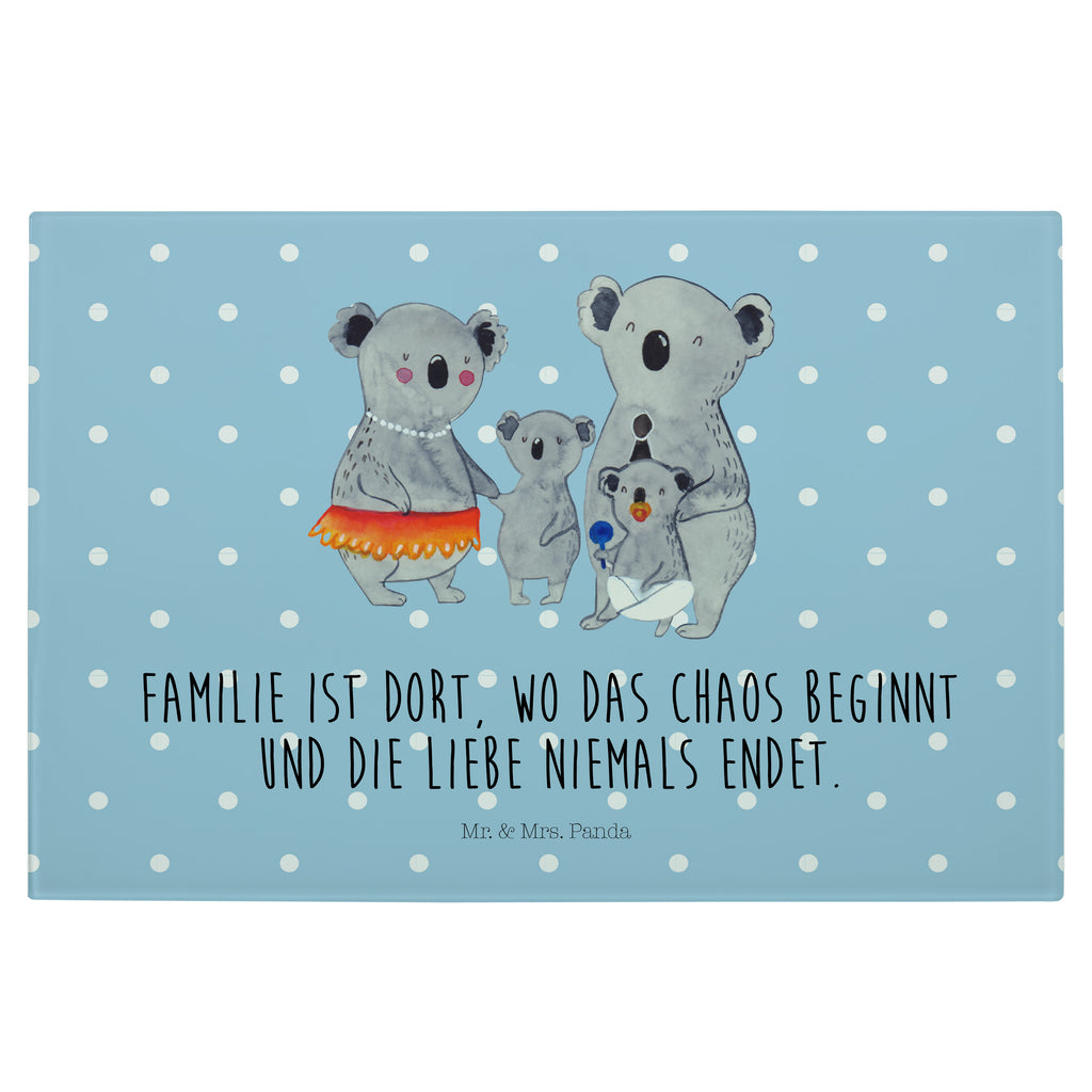 Medium Glas Schneidbrett Koala Familie Glasschneidebrett, Schneidebrett, Familie, Vatertag, Muttertag, Bruder, Schwester, Mama, Papa, Oma, Opa, Koala, Koalas, Family, Kinder, Geschwister, Familienleben