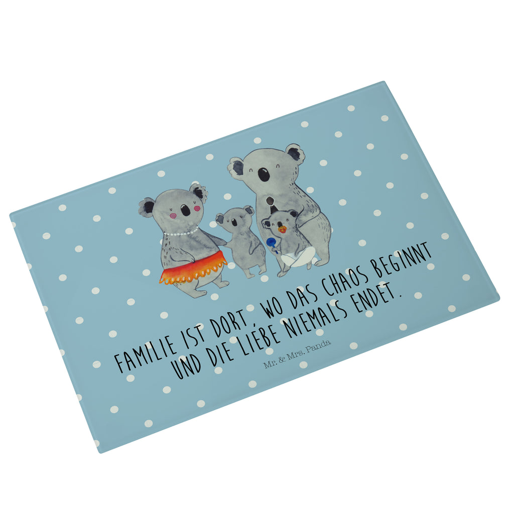 Medium Glas Schneidbrett Koala Familie Glasschneidebrett, Schneidebrett, Familie, Vatertag, Muttertag, Bruder, Schwester, Mama, Papa, Oma, Opa, Koala, Koalas, Family, Kinder, Geschwister, Familienleben