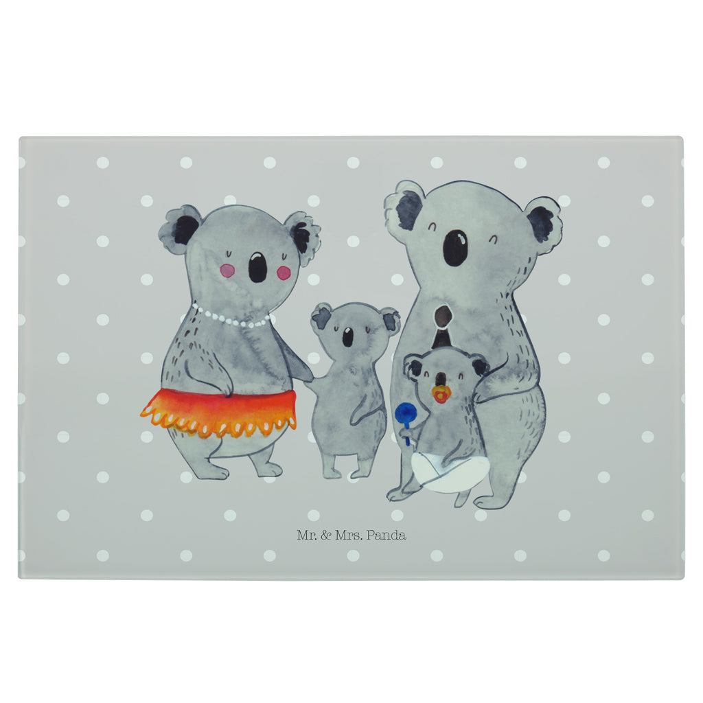 Medium Glas Schneidbrett Koala Familie Glasschneidebrett, Schneidebrett, Familie, Vatertag, Muttertag, Bruder, Schwester, Mama, Papa, Oma, Opa, Koala, Koalas, Family, Kinder, Geschwister, Familienleben