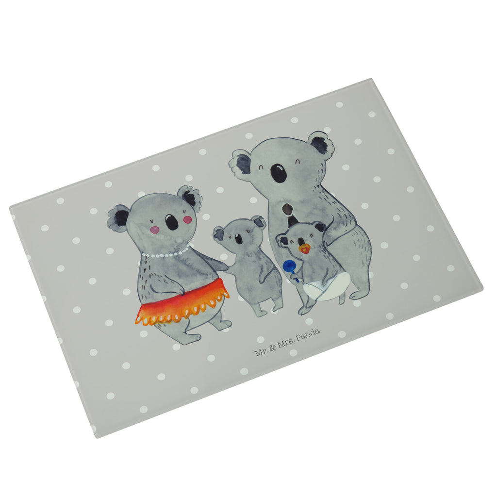 Medium Glas Schneidbrett Koala Familie Glasschneidebrett, Schneidebrett, Familie, Vatertag, Muttertag, Bruder, Schwester, Mama, Papa, Oma, Opa, Koala, Koalas, Family, Kinder, Geschwister, Familienleben