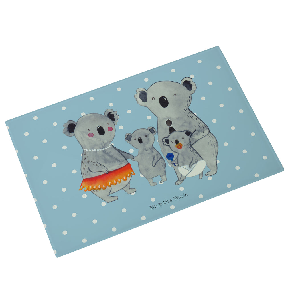 Medium Glas Schneidbrett Koala Familie Glasschneidebrett, Schneidebrett, Familie, Vatertag, Muttertag, Bruder, Schwester, Mama, Papa, Oma, Opa, Koala, Koalas, Family, Kinder, Geschwister, Familienleben