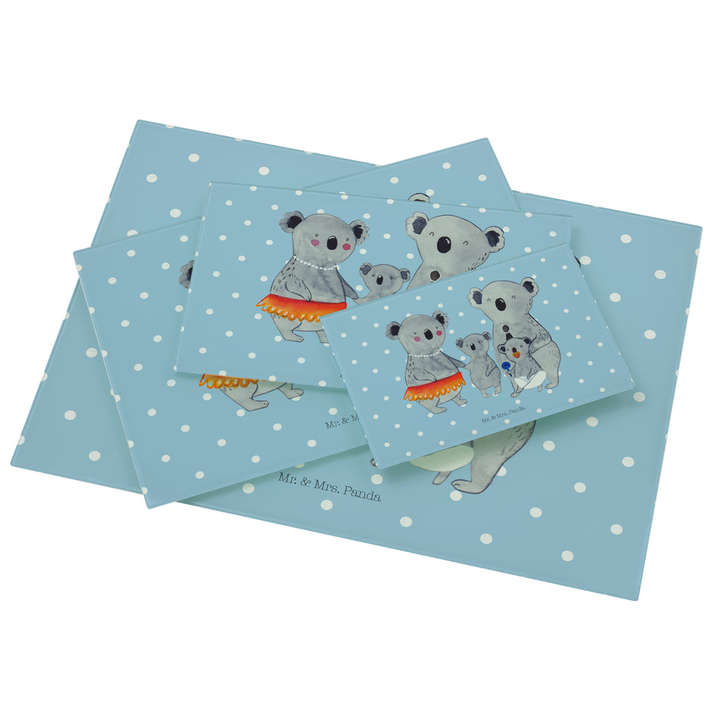 Medium Glas Schneidbrett Koala Familie Glasschneidebrett, Schneidebrett, Familie, Vatertag, Muttertag, Bruder, Schwester, Mama, Papa, Oma, Opa, Koala, Koalas, Family, Kinder, Geschwister, Familienleben