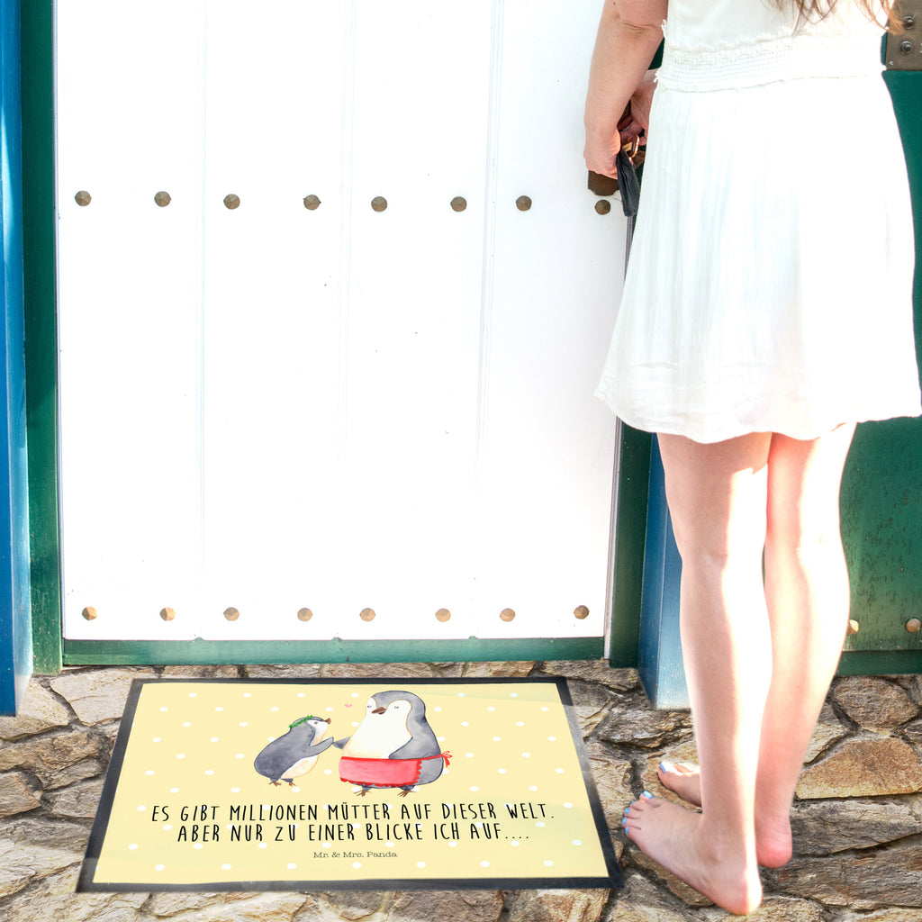 Fußmatte Pinguin mit Kind Geschenk, Muttertag, Mama, Mami, Mutti, Mutter, Geburststag Türvorleger, Schmutzmatte, Fußabtreter, Matte, Schmutzfänger, Fußabstreifer, Schmutzfangmatte, Türmatte, Motivfußmatte,  Haustürmatte, Vorleger  Familie, Vatertag, Muttertag, Bruder, Schwester, Mama, Papa, Oma, Opa