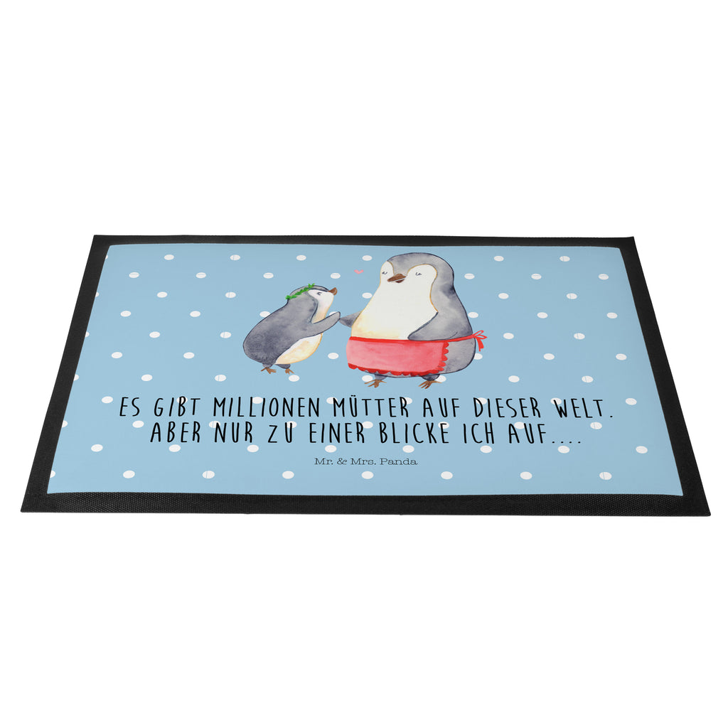 Fußmatte Pinguin mit Kind Geschenk, Muttertag, Mama, Mami, Mutti, Mutter, Geburststag Türvorleger, Schmutzmatte, Fußabtreter, Matte, Schmutzfänger, Fußabstreifer, Schmutzfangmatte, Türmatte, Motivfußmatte,  Haustürmatte, Vorleger  Familie, Vatertag, Muttertag, Bruder, Schwester, Mama, Papa, Oma, Opa