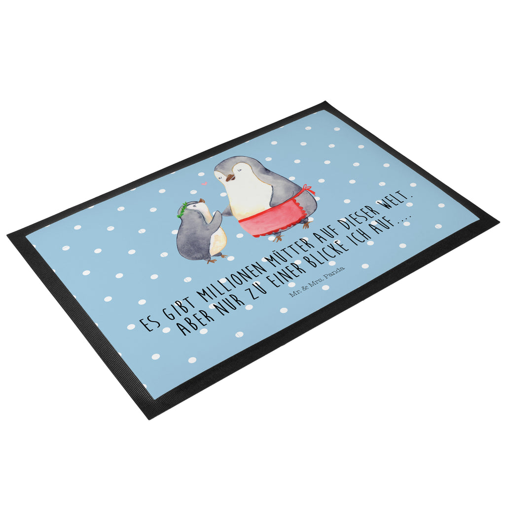 Fußmatte Pinguin mit Kind Geschenk, Muttertag, Mama, Mami, Mutti, Mutter, Geburststag Türvorleger, Schmutzmatte, Fußabtreter, Matte, Schmutzfänger, Fußabstreifer, Schmutzfangmatte, Türmatte, Motivfußmatte,  Haustürmatte, Vorleger  Familie, Vatertag, Muttertag, Bruder, Schwester, Mama, Papa, Oma, Opa