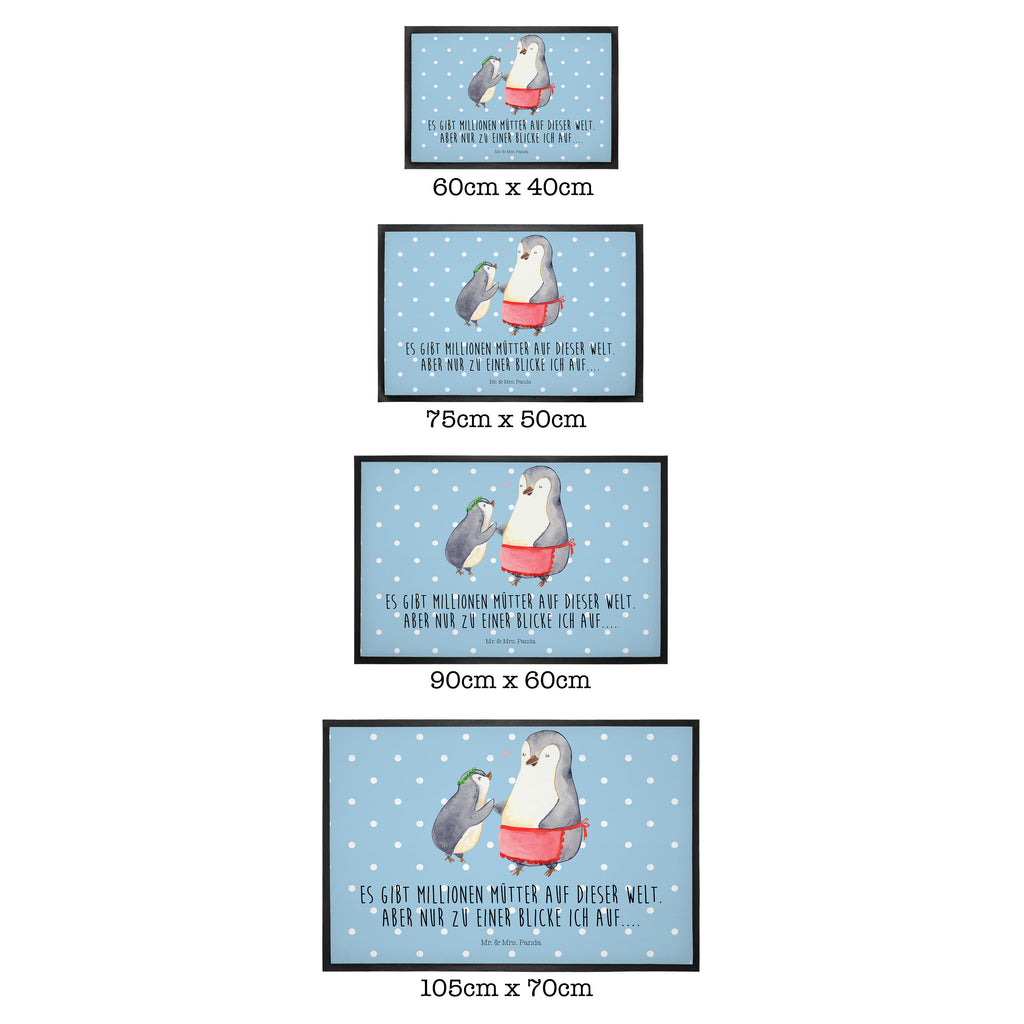 Fußmatte Pinguin mit Kind Geschenk, Muttertag, Mama, Mami, Mutti, Mutter, Geburststag Türvorleger, Schmutzmatte, Fußabtreter, Matte, Schmutzfänger, Fußabstreifer, Schmutzfangmatte, Türmatte, Motivfußmatte,  Haustürmatte, Vorleger  Familie, Vatertag, Muttertag, Bruder, Schwester, Mama, Papa, Oma, Opa