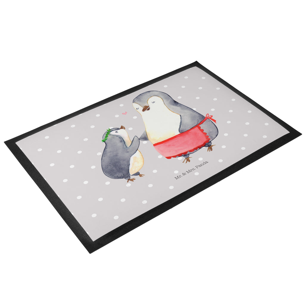Fußmatte Pinguin mit Kind Geschenk, Muttertag, Mama, Mami, Mutti, Mutter, Geburststag Türvorleger, Schmutzmatte, Fußabtreter, Matte, Schmutzfänger, Fußabstreifer, Schmutzfangmatte, Türmatte, Motivfußmatte,  Haustürmatte, Vorleger  Familie, Vatertag, Muttertag, Bruder, Schwester, Mama, Papa, Oma, Opa