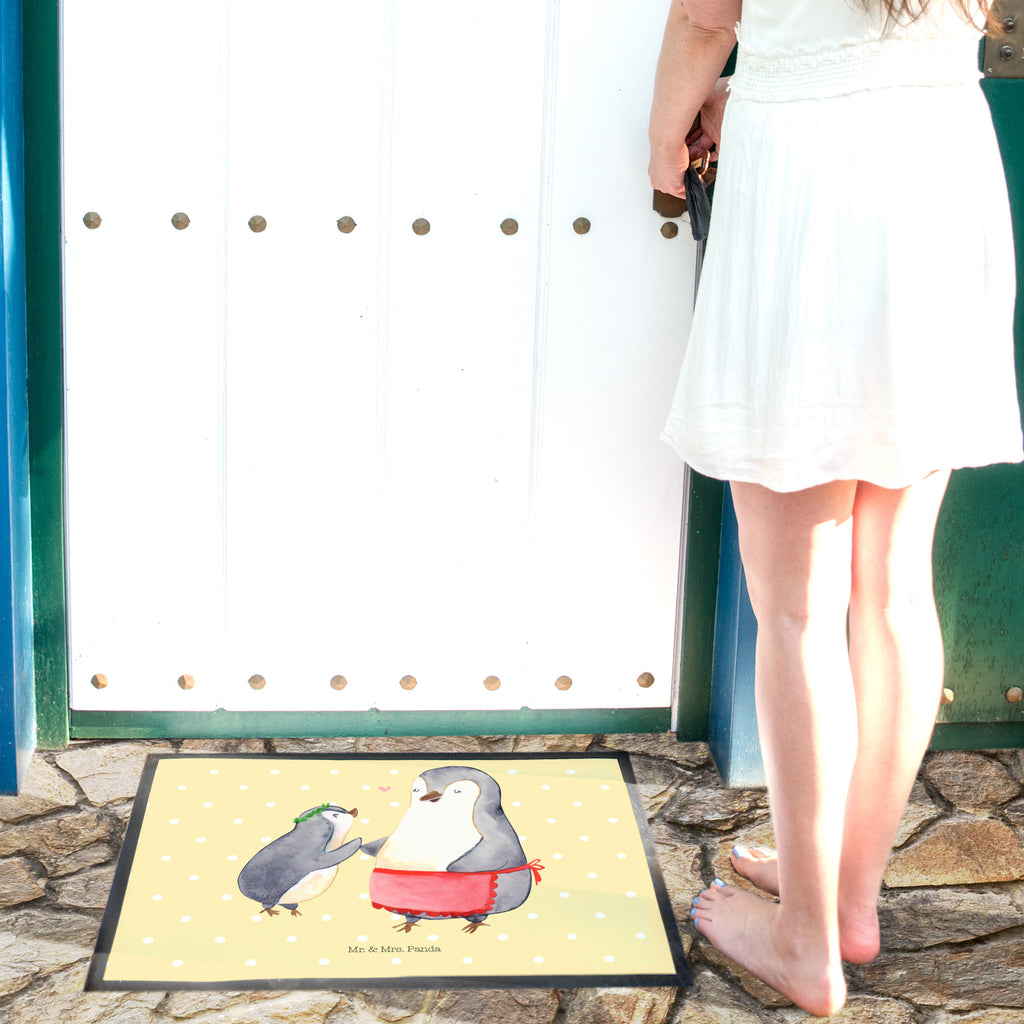 Fußmatte Pinguin mit Kind Geschenk, Muttertag, Mama, Mami, Mutti, Mutter, Geburststag Türvorleger, Schmutzmatte, Fußabtreter, Matte, Schmutzfänger, Fußabstreifer, Schmutzfangmatte, Türmatte, Motivfußmatte,  Haustürmatte, Vorleger  Familie, Vatertag, Muttertag, Bruder, Schwester, Mama, Papa, Oma, Opa