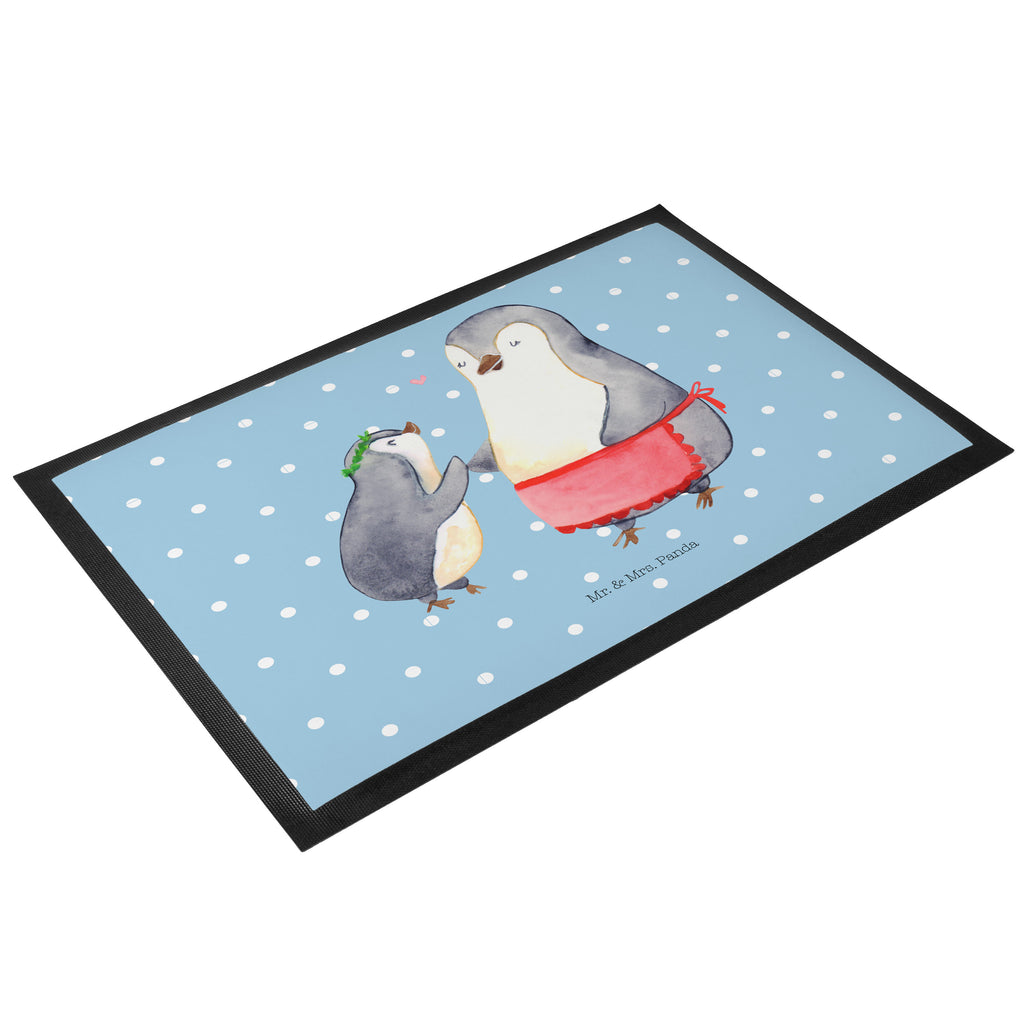 Fußmatte Pinguin mit Kind Geschenk, Muttertag, Mama, Mami, Mutti, Mutter, Geburststag Türvorleger, Schmutzmatte, Fußabtreter, Matte, Schmutzfänger, Fußabstreifer, Schmutzfangmatte, Türmatte, Motivfußmatte,  Haustürmatte, Vorleger  Familie, Vatertag, Muttertag, Bruder, Schwester, Mama, Papa, Oma, Opa