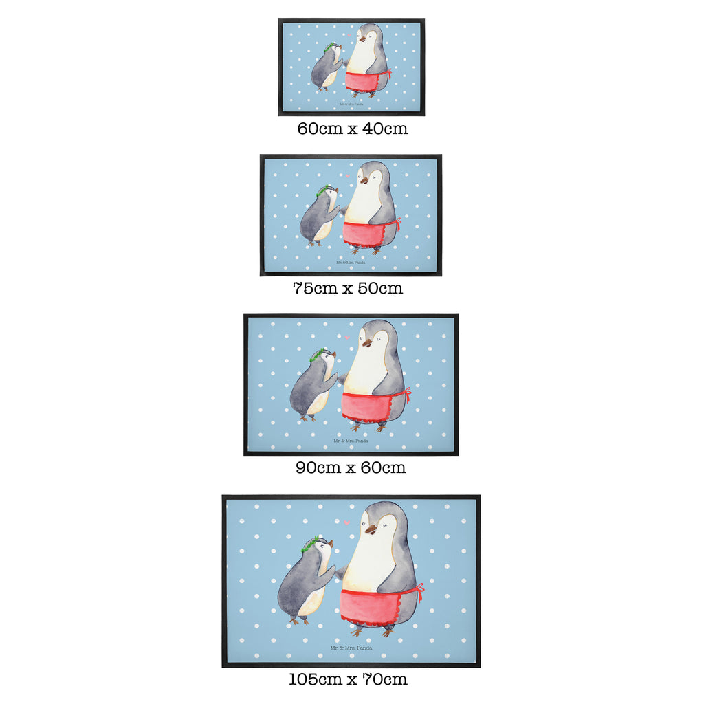 Fußmatte Pinguin mit Kind Geschenk, Muttertag, Mama, Mami, Mutti, Mutter, Geburststag Türvorleger, Schmutzmatte, Fußabtreter, Matte, Schmutzfänger, Fußabstreifer, Schmutzfangmatte, Türmatte, Motivfußmatte,  Haustürmatte, Vorleger  Familie, Vatertag, Muttertag, Bruder, Schwester, Mama, Papa, Oma, Opa