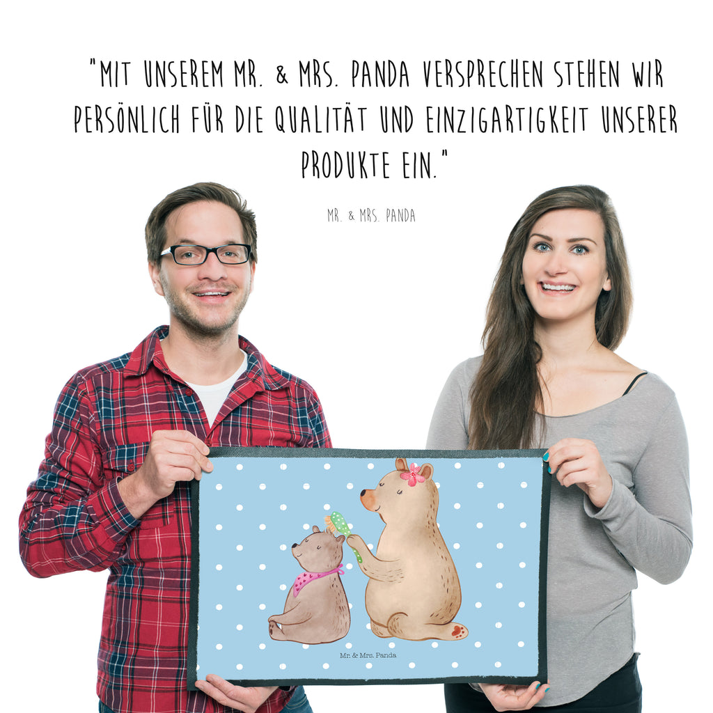 Fußmatte Bär mit Kind Geschenk, Muttertag, Mutti, Mama, Mutter Türvorleger, Schmutzmatte, Fußabtreter, Matte, Schmutzfänger, Fußabstreifer, Schmutzfangmatte, Türmatte, Motivfußmatte,  Haustürmatte, Vorleger  Familie, Vatertag, Muttertag, Bruder, Schwester, Mama, Papa, Oma, Opa