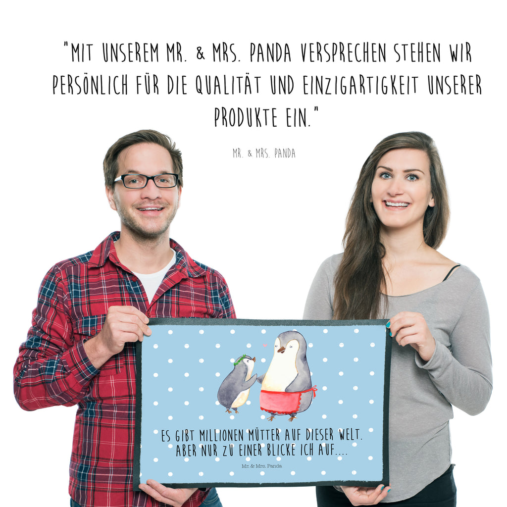 Fußmatte Pinguin mit Kind Geschenk, Muttertag, Mama, Mami, Mutti, Mutter, Geburststag Türvorleger, Schmutzmatte, Fußabtreter, Matte, Schmutzfänger, Fußabstreifer, Schmutzfangmatte, Türmatte, Motivfußmatte,  Haustürmatte, Vorleger  Familie, Vatertag, Muttertag, Bruder, Schwester, Mama, Papa, Oma, Opa