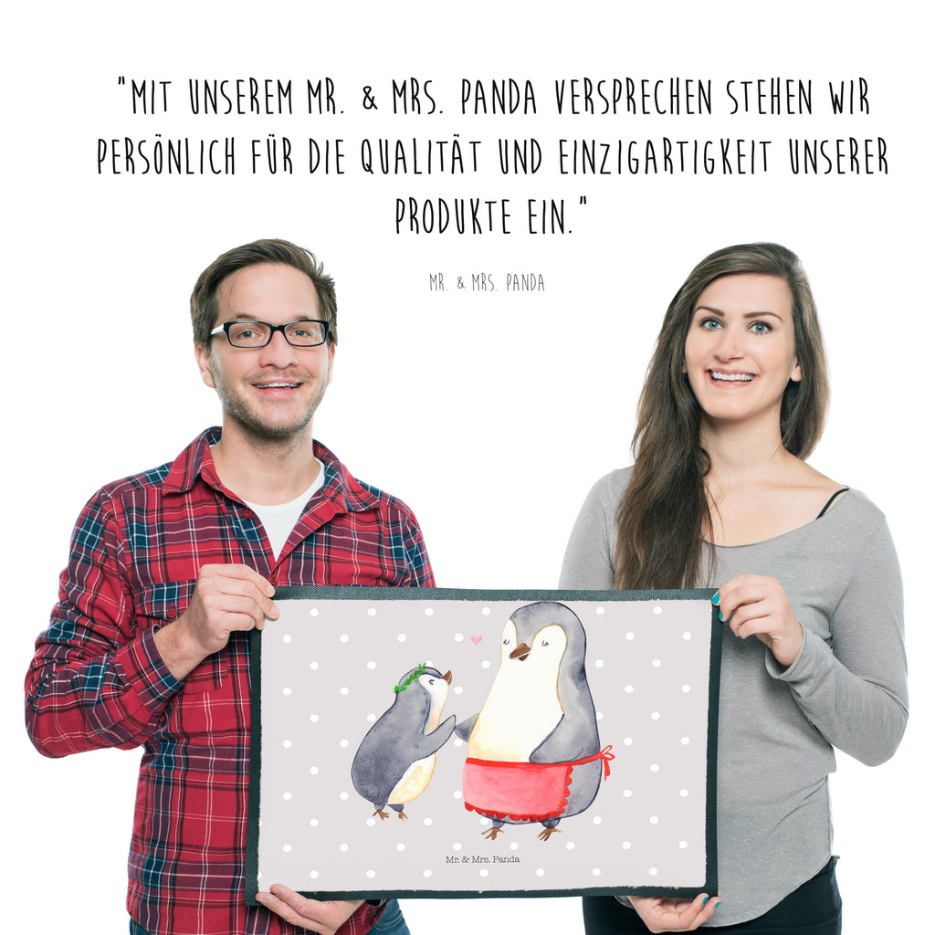 Fußmatte Pinguin mit Kind Geschenk, Muttertag, Mama, Mami, Mutti, Mutter, Geburststag Türvorleger, Schmutzmatte, Fußabtreter, Matte, Schmutzfänger, Fußabstreifer, Schmutzfangmatte, Türmatte, Motivfußmatte,  Haustürmatte, Vorleger  Familie, Vatertag, Muttertag, Bruder, Schwester, Mama, Papa, Oma, Opa