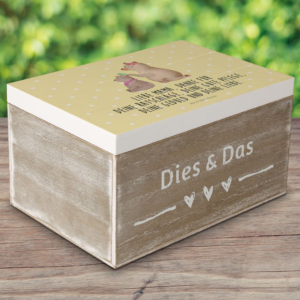 Holzkiste Bär mit Kind Holzkiste, Kiste, Schatzkiste, Truhe, Schatulle, XXL, Erinnerungsbox, Erinnerungskiste, Dekokiste, Aufbewahrungsbox, Familie, Vatertag, Muttertag, Bruder, Schwester, Mama, Papa, Oma, Opa, Geschenk, Mutti, Mutter