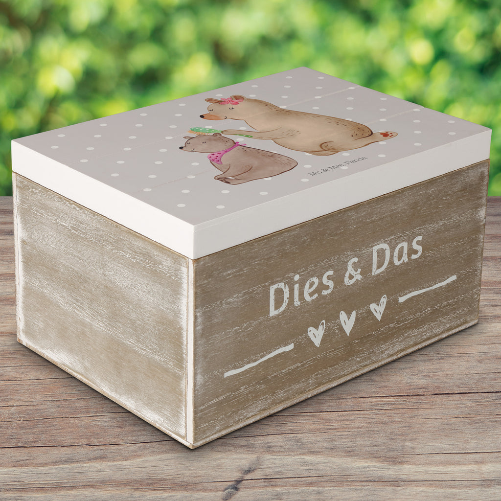 Holzkiste Bär mit Kind Holzkiste, Kiste, Schatzkiste, Truhe, Schatulle, XXL, Erinnerungsbox, Erinnerungskiste, Dekokiste, Aufbewahrungsbox, Familie, Vatertag, Muttertag, Bruder, Schwester, Mama, Papa, Oma, Opa, Geschenk, Mutti, Mutter