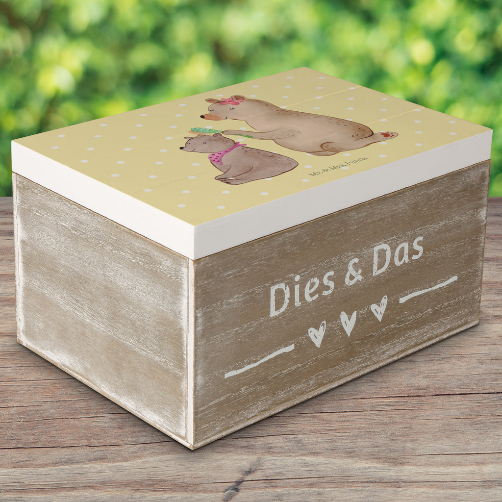 Holzkiste Bär mit Kind Holzkiste, Kiste, Schatzkiste, Truhe, Schatulle, XXL, Erinnerungsbox, Erinnerungskiste, Dekokiste, Aufbewahrungsbox, Familie, Vatertag, Muttertag, Bruder, Schwester, Mama, Papa, Oma, Opa, Geschenk, Mutti, Mutter