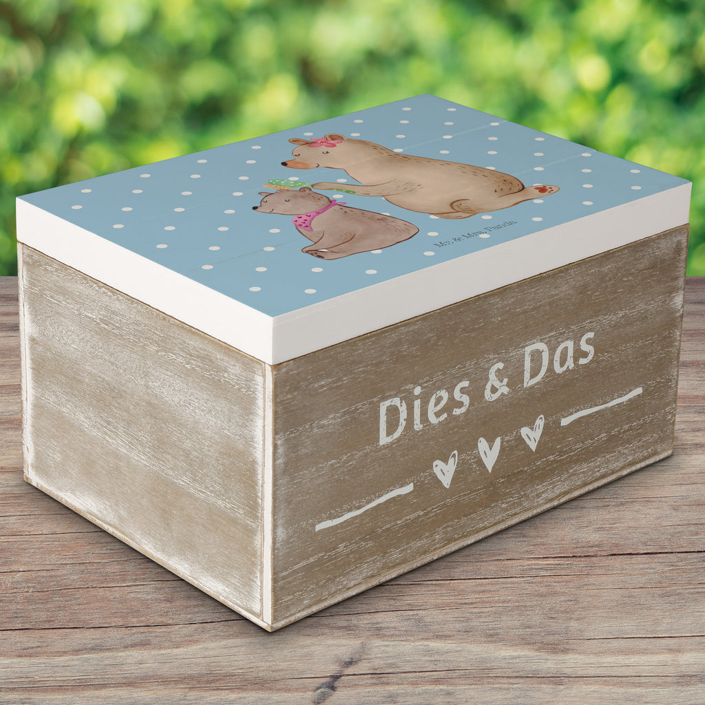 Holzkiste Bär mit Kind Holzkiste, Kiste, Schatzkiste, Truhe, Schatulle, XXL, Erinnerungsbox, Erinnerungskiste, Dekokiste, Aufbewahrungsbox, Familie, Vatertag, Muttertag, Bruder, Schwester, Mama, Papa, Oma, Opa, Geschenk, Mutti, Mutter
