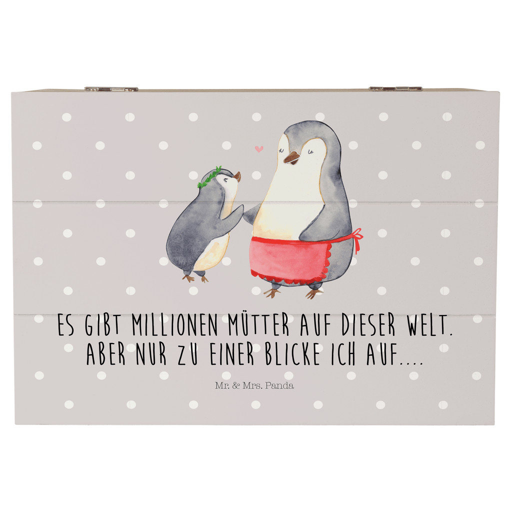 Holzkiste Pinguin mit Kind Holzkiste, Kiste, Schatzkiste, Truhe, Schatulle, XXL, Erinnerungsbox, Erinnerungskiste, Dekokiste, Aufbewahrungsbox, Familie, Vatertag, Muttertag, Bruder, Schwester, Mama, Papa, Oma, Opa, Geschenk, Mami, Mutti, Mutter, Geburststag