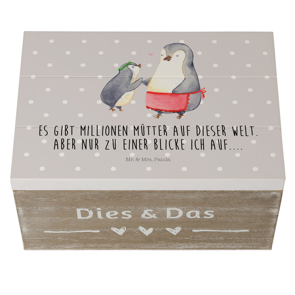 Holzkiste Pinguin mit Kind Holzkiste, Kiste, Schatzkiste, Truhe, Schatulle, XXL, Erinnerungsbox, Erinnerungskiste, Dekokiste, Aufbewahrungsbox, Familie, Vatertag, Muttertag, Bruder, Schwester, Mama, Papa, Oma, Opa, Geschenk, Mami, Mutti, Mutter, Geburststag