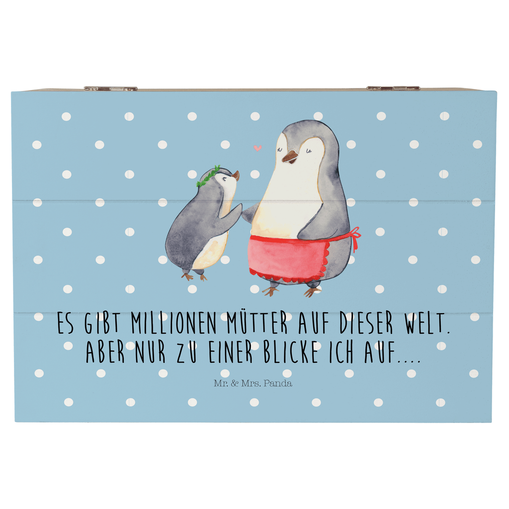 Holzkiste Pinguin mit Kind Holzkiste, Kiste, Schatzkiste, Truhe, Schatulle, XXL, Erinnerungsbox, Erinnerungskiste, Dekokiste, Aufbewahrungsbox, Familie, Vatertag, Muttertag, Bruder, Schwester, Mama, Papa, Oma, Opa, Geschenk, Mami, Mutti, Mutter, Geburststag