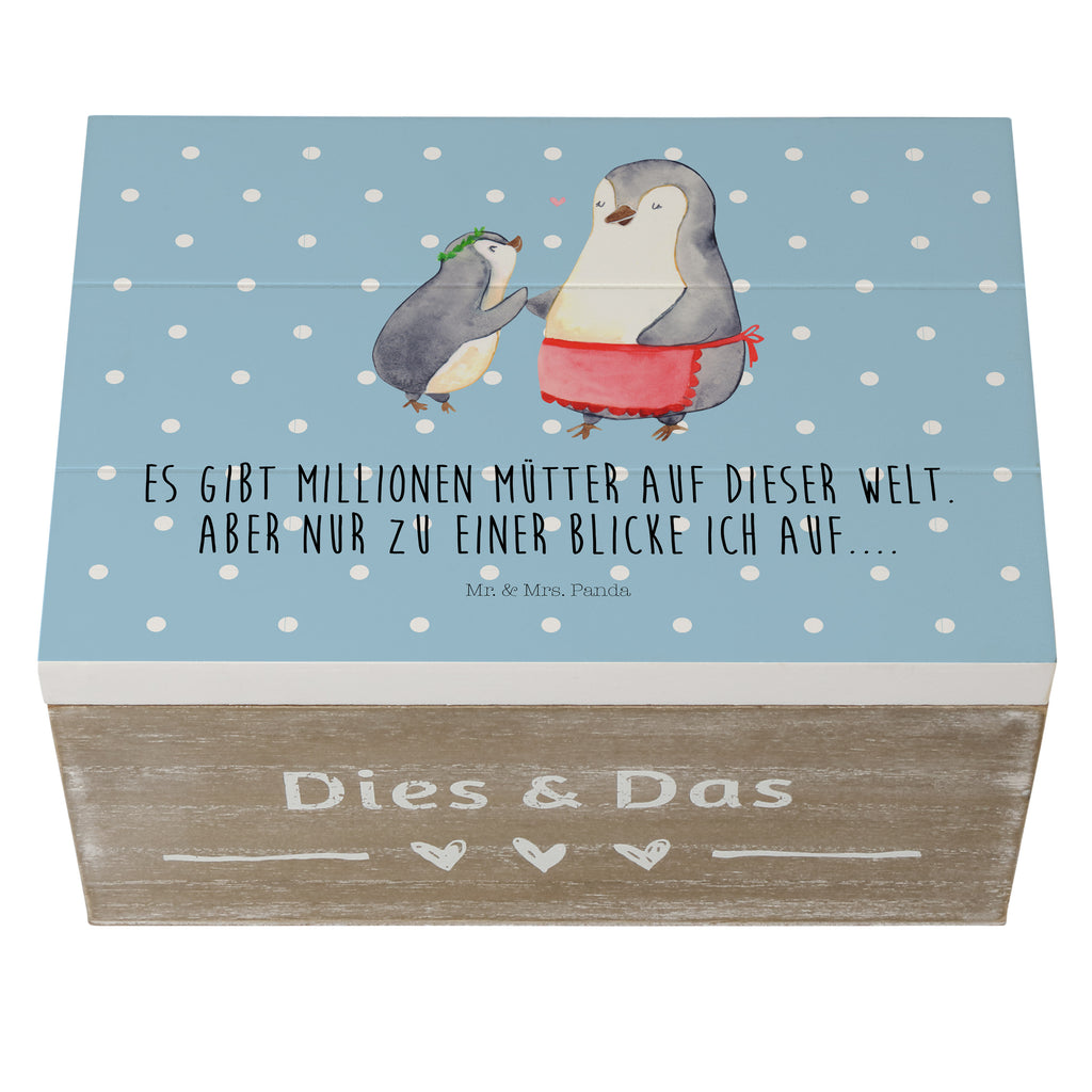 Holzkiste Pinguin mit Kind Holzkiste, Kiste, Schatzkiste, Truhe, Schatulle, XXL, Erinnerungsbox, Erinnerungskiste, Dekokiste, Aufbewahrungsbox, Familie, Vatertag, Muttertag, Bruder, Schwester, Mama, Papa, Oma, Opa, Geschenk, Mami, Mutti, Mutter, Geburststag