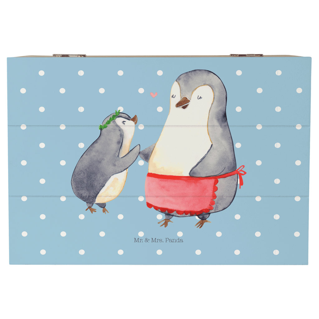 Holzkiste Pinguin mit Kind Holzkiste, Kiste, Schatzkiste, Truhe, Schatulle, XXL, Erinnerungsbox, Erinnerungskiste, Dekokiste, Aufbewahrungsbox, Familie, Vatertag, Muttertag, Bruder, Schwester, Mama, Papa, Oma, Opa, Geschenk, Mami, Mutti, Mutter, Geburststag