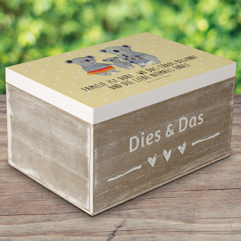 Holzkiste Koala Familie Holzkiste, Kiste, Schatzkiste, Truhe, Schatulle, XXL, Erinnerungsbox, Erinnerungskiste, Dekokiste, Aufbewahrungsbox, Familie, Vatertag, Muttertag, Bruder, Schwester, Mama, Papa, Oma, Opa, Koala, Koalas, Family, Kinder, Geschwister, Familienleben