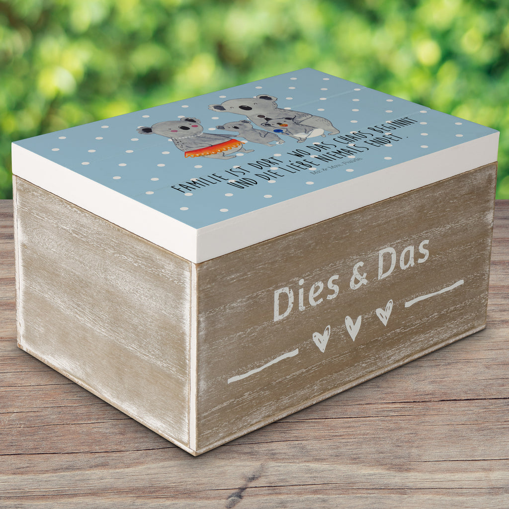 Holzkiste Koala Familie Holzkiste, Kiste, Schatzkiste, Truhe, Schatulle, XXL, Erinnerungsbox, Erinnerungskiste, Dekokiste, Aufbewahrungsbox, Familie, Vatertag, Muttertag, Bruder, Schwester, Mama, Papa, Oma, Opa, Koala, Koalas, Family, Kinder, Geschwister, Familienleben