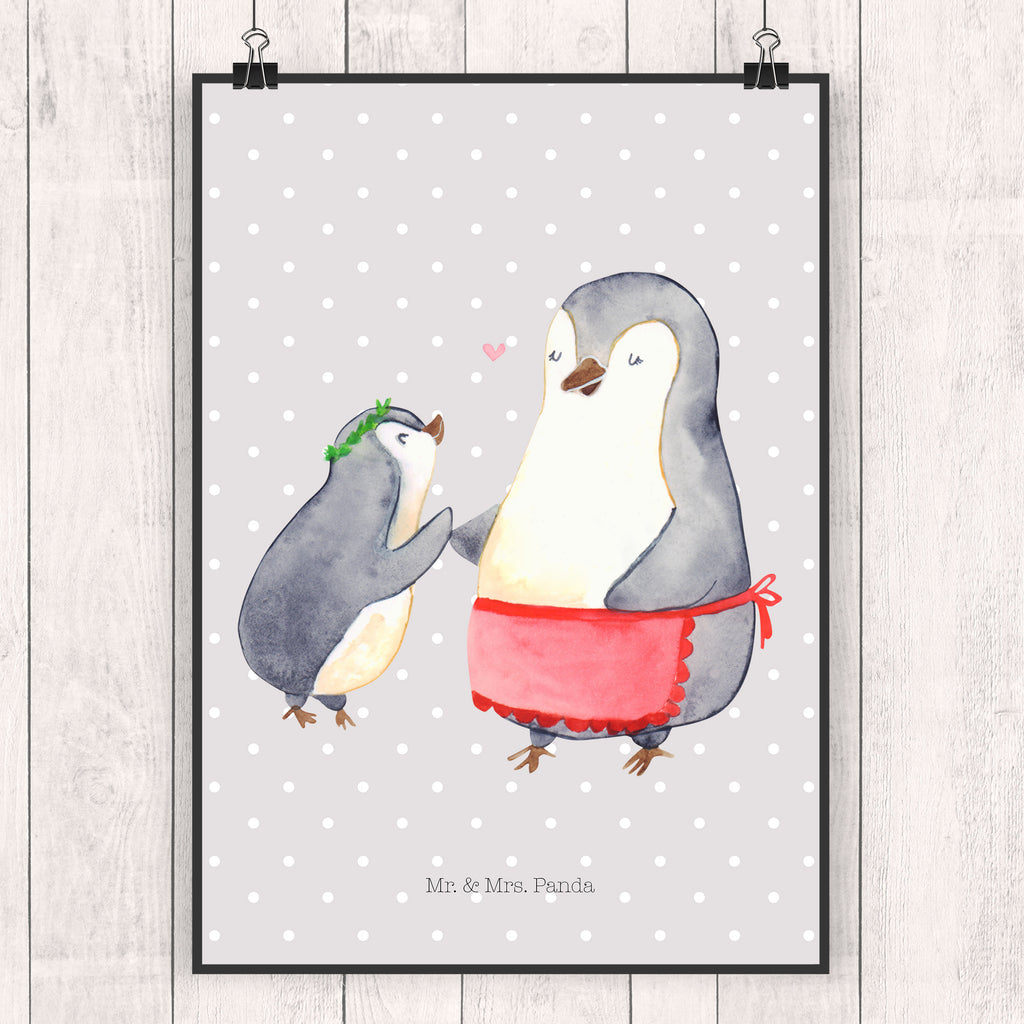 Poster Pinguin mit Kind Geschenk, Muttertag, Mama, Mami, Mutti, Mutter, Geburststag Poster, Wandposter, Bild, Wanddeko, Küchenposter, Kinderposter, Wanddeko Bild, Raumdekoration, Wanddekoration, Handgemaltes Poster, Mr. & Mrs. Panda Poster, Designposter, Kunstdruck, Posterdruck  Familie, Vatertag, Muttertag, Bruder, Schwester, Mama, Papa, Oma, Opa
