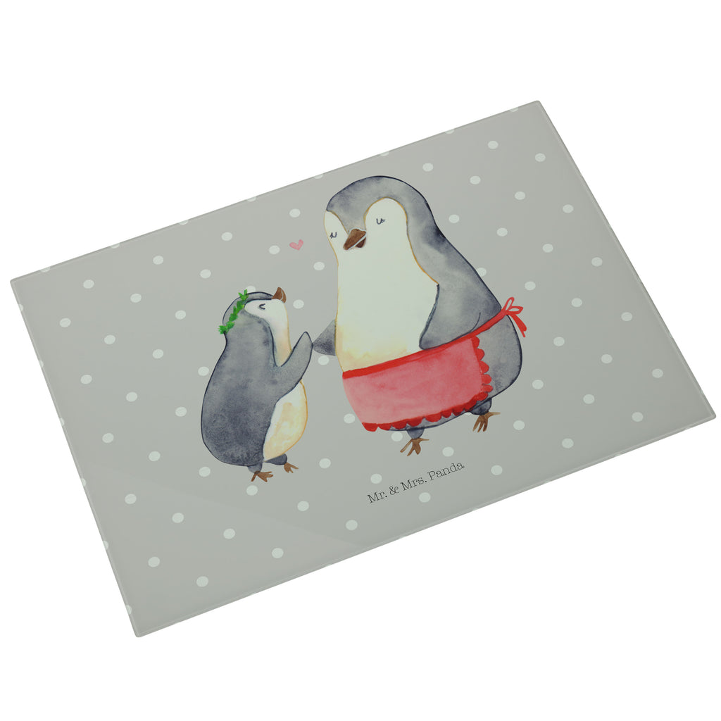 Medium Glas Schneidbrett Pinguin mit Kind Glasschneidebrett, Schneidebrett, Familie, Vatertag, Muttertag, Bruder, Schwester, Mama, Papa, Oma, Opa, Geschenk, Mami, Mutti, Mutter, Geburststag
