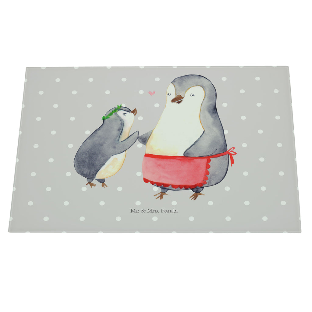 Medium Glas Schneidbrett Pinguin mit Kind Glasschneidebrett, Schneidebrett, Familie, Vatertag, Muttertag, Bruder, Schwester, Mama, Papa, Oma, Opa, Geschenk, Mami, Mutti, Mutter, Geburststag