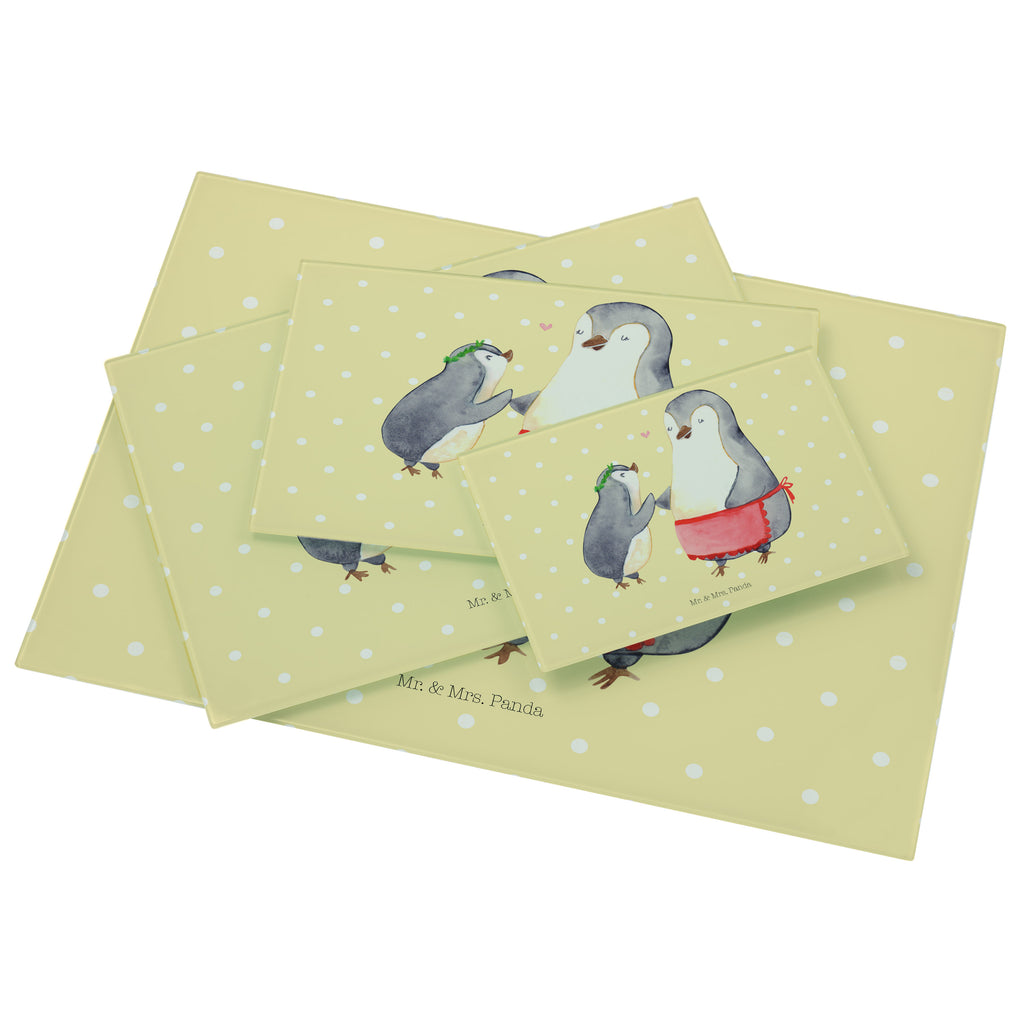 Medium Glas Schneidbrett Pinguin mit Kind Glasschneidebrett, Schneidebrett, Familie, Vatertag, Muttertag, Bruder, Schwester, Mama, Papa, Oma, Opa, Geschenk, Mami, Mutti, Mutter, Geburststag