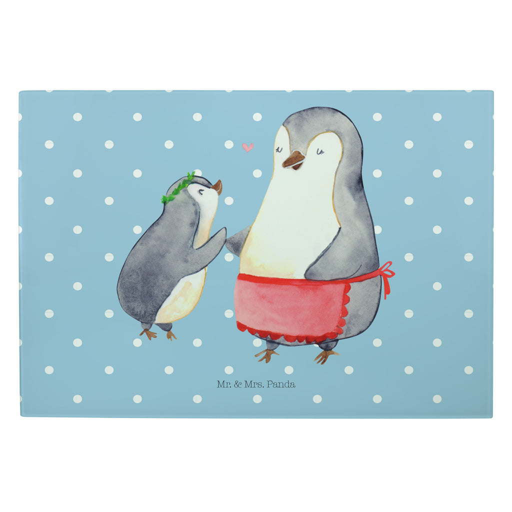 Medium Glas Schneidbrett Pinguin mit Kind Glasschneidebrett, Schneidebrett, Familie, Vatertag, Muttertag, Bruder, Schwester, Mama, Papa, Oma, Opa, Geschenk, Mami, Mutti, Mutter, Geburststag