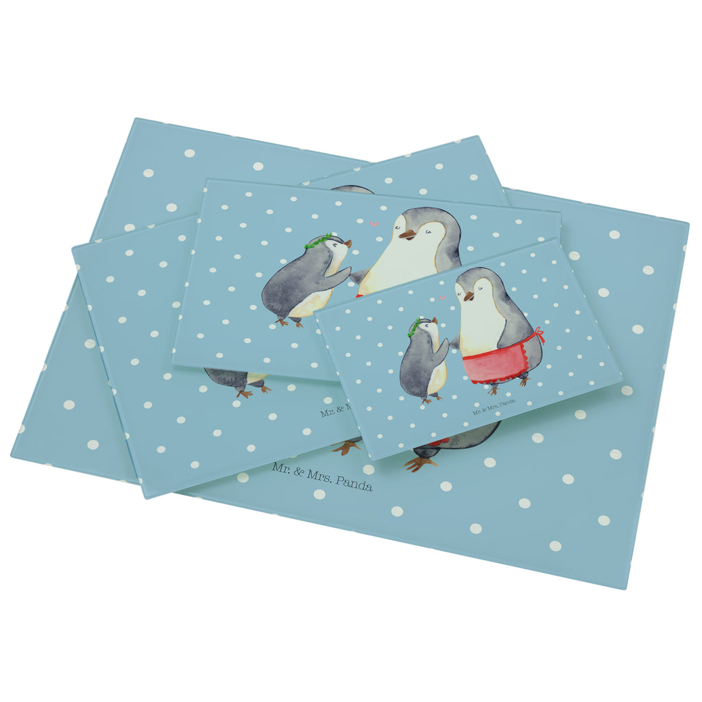 Medium Glas Schneidbrett Pinguin mit Kind Glasschneidebrett, Schneidebrett, Familie, Vatertag, Muttertag, Bruder, Schwester, Mama, Papa, Oma, Opa, Geschenk, Mami, Mutti, Mutter, Geburststag
