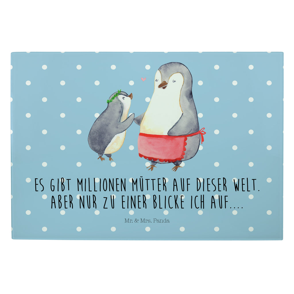 Medium Glas Schneidbrett Pinguin mit Kind Glasschneidebrett, Schneidebrett, Familie, Vatertag, Muttertag, Bruder, Schwester, Mama, Papa, Oma, Opa, Geschenk, Mami, Mutti, Mutter, Geburststag