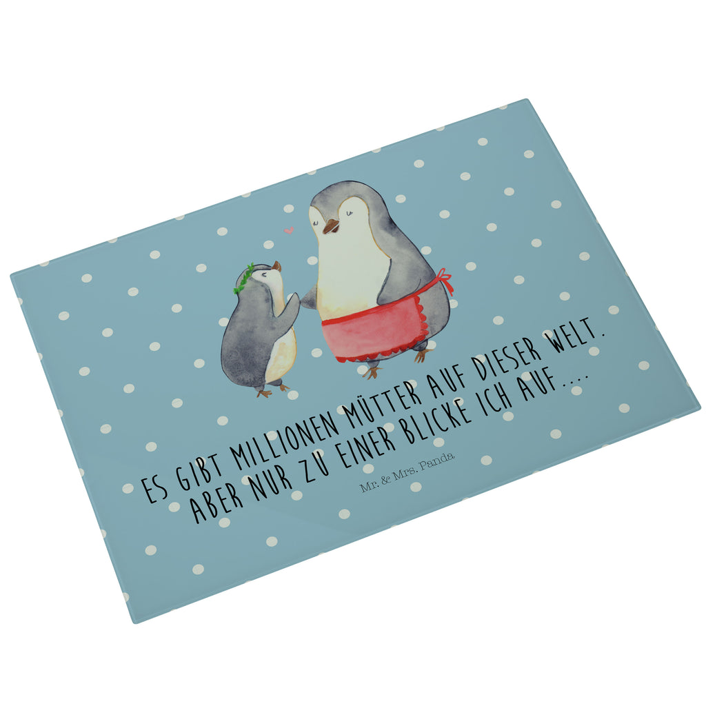 Medium Glas Schneidbrett Pinguin mit Kind Glasschneidebrett, Schneidebrett, Familie, Vatertag, Muttertag, Bruder, Schwester, Mama, Papa, Oma, Opa, Geschenk, Mami, Mutti, Mutter, Geburststag