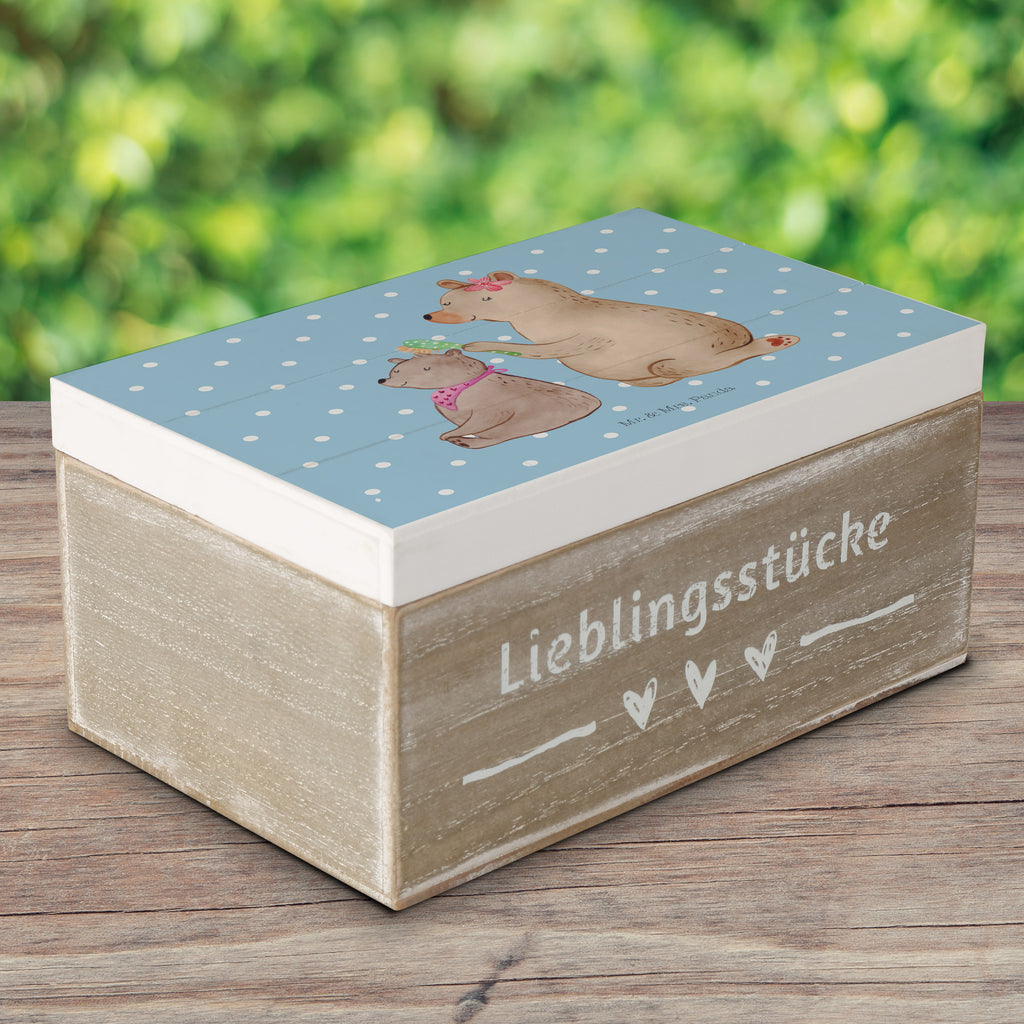 Holzkiste Bär mit Kind Holzkiste, Kiste, Schatzkiste, Truhe, Schatulle, XXL, Erinnerungsbox, Erinnerungskiste, Dekokiste, Aufbewahrungsbox, Familie, Vatertag, Muttertag, Bruder, Schwester, Mama, Papa, Oma, Opa, Geschenk, Mutti, Mutter