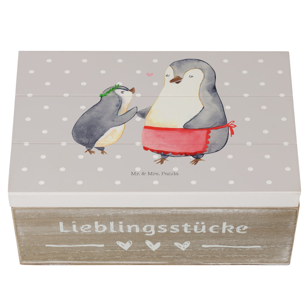 Holzkiste Pinguin mit Kind Holzkiste, Kiste, Schatzkiste, Truhe, Schatulle, XXL, Erinnerungsbox, Erinnerungskiste, Dekokiste, Aufbewahrungsbox, Familie, Vatertag, Muttertag, Bruder, Schwester, Mama, Papa, Oma, Opa, Geschenk, Mami, Mutti, Mutter, Geburststag