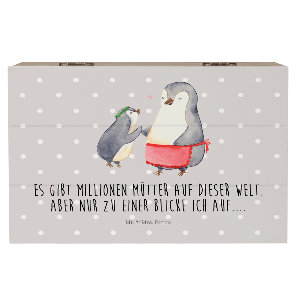 Holzkiste Pinguin mit Kind Holzkiste, Kiste, Schatzkiste, Truhe, Schatulle, XXL, Erinnerungsbox, Erinnerungskiste, Dekokiste, Aufbewahrungsbox, Familie, Vatertag, Muttertag, Bruder, Schwester, Mama, Papa, Oma, Opa, Geschenk, Mami, Mutti, Mutter, Geburststag