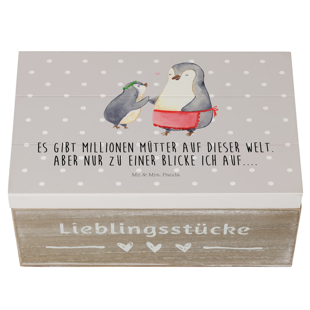 Holzkiste Pinguin mit Kind Holzkiste, Kiste, Schatzkiste, Truhe, Schatulle, XXL, Erinnerungsbox, Erinnerungskiste, Dekokiste, Aufbewahrungsbox, Familie, Vatertag, Muttertag, Bruder, Schwester, Mama, Papa, Oma, Opa, Geschenk, Mami, Mutti, Mutter, Geburststag