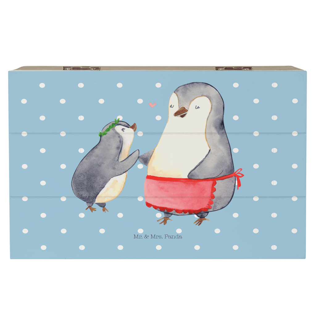 Holzkiste Pinguin mit Kind Holzkiste, Kiste, Schatzkiste, Truhe, Schatulle, XXL, Erinnerungsbox, Erinnerungskiste, Dekokiste, Aufbewahrungsbox, Familie, Vatertag, Muttertag, Bruder, Schwester, Mama, Papa, Oma, Opa, Geschenk, Mami, Mutti, Mutter, Geburststag